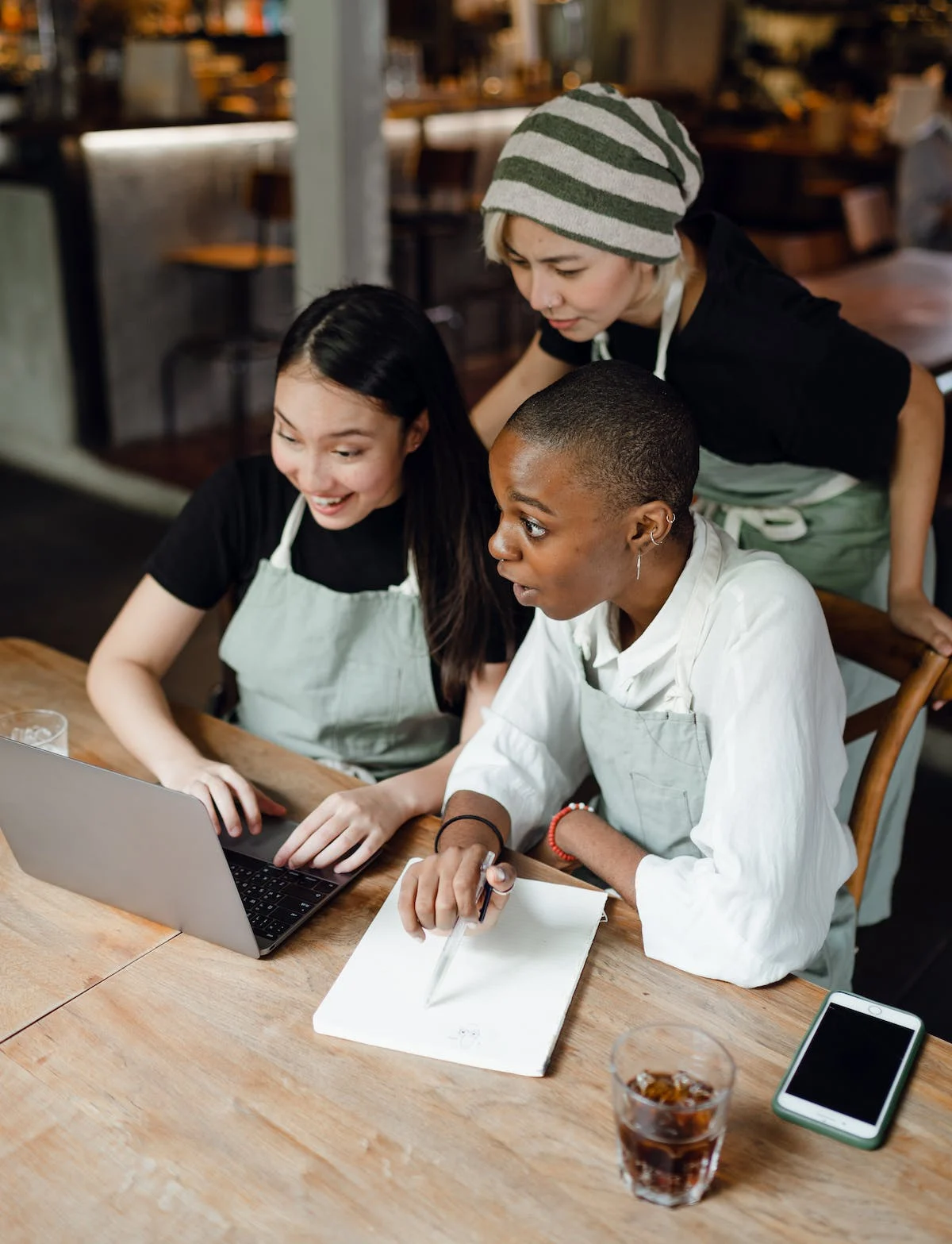 Young business women looking at a computer